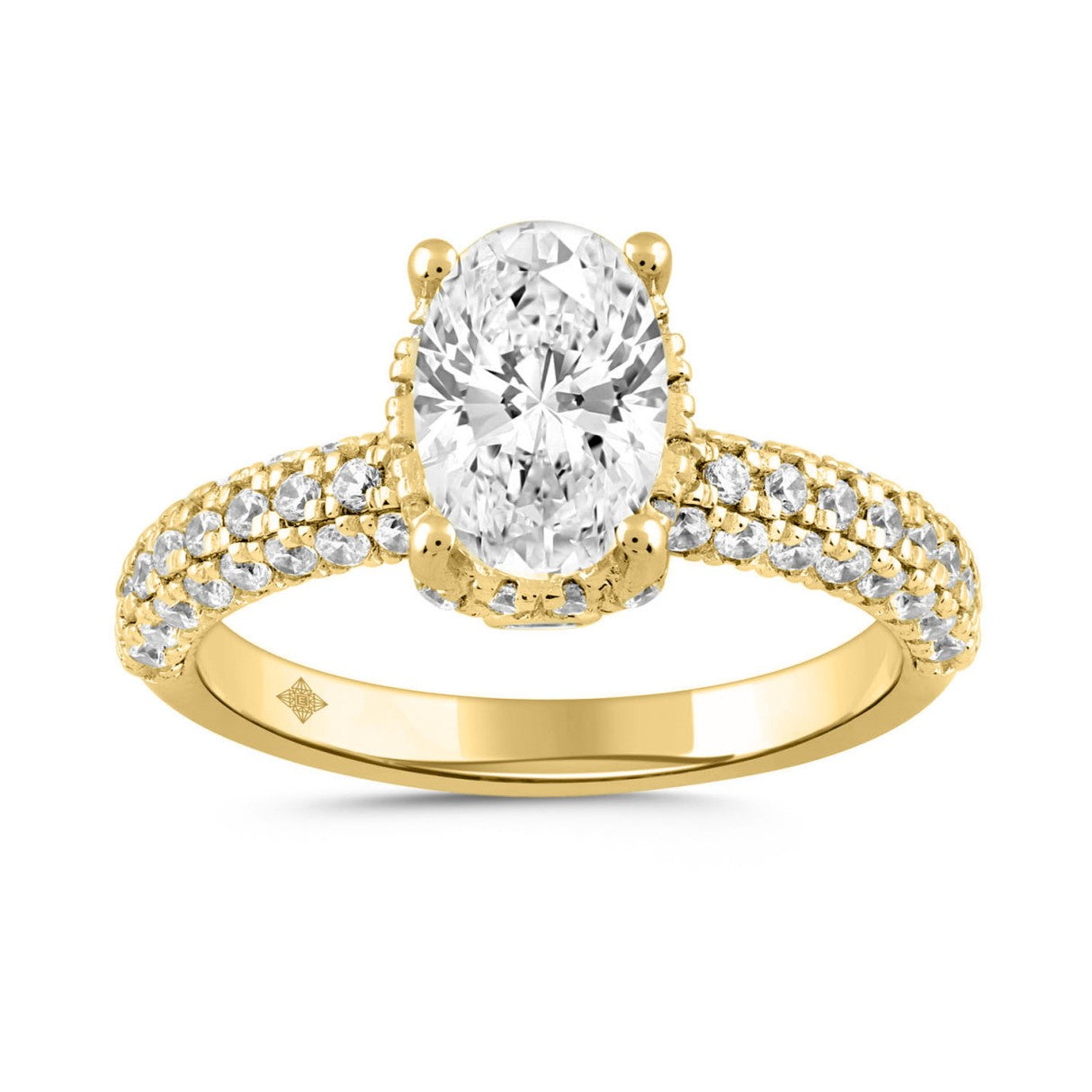 LADIES RING 2 3/4CT ROUND/OVAL DIAMOND 14K YELLOW GOLD (CENTER STONE OVAL DIAMOND 2CT )