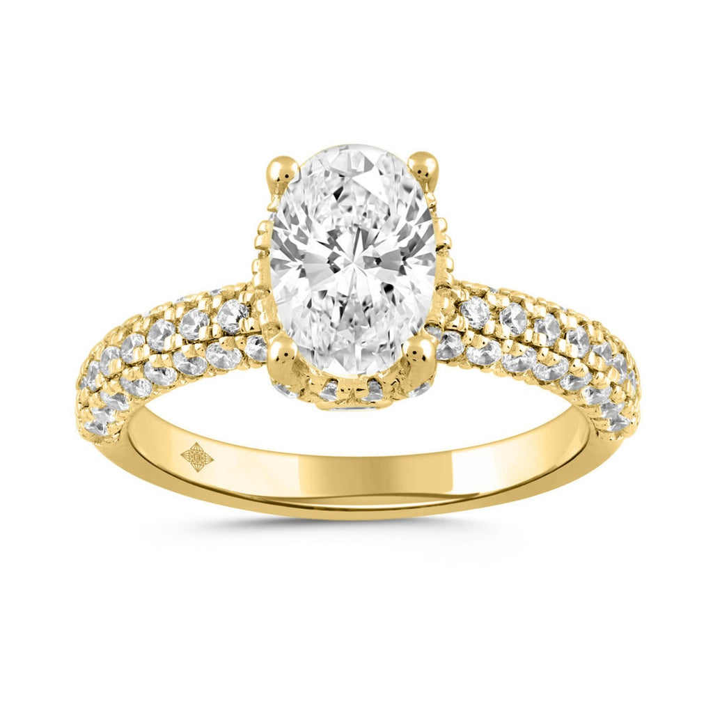 LADIES RING 2 3/4CT ROUND/OVAL DIAMOND 14K YELLOW GOLD (CENTER STONE OVAL DIAMOND 2CT )
