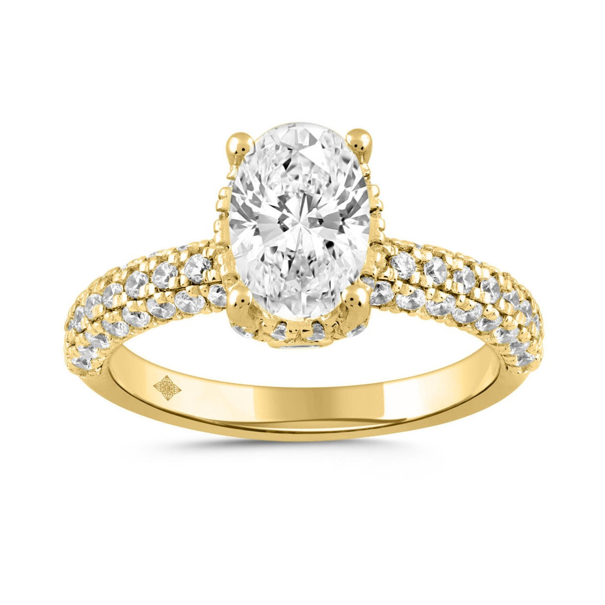 LADIES RING 2 3/4CT ROUND/OVAL DIAMOND 14K YELLOW GOLD (CENTER STONE OVAL DIAMOND 2CT )