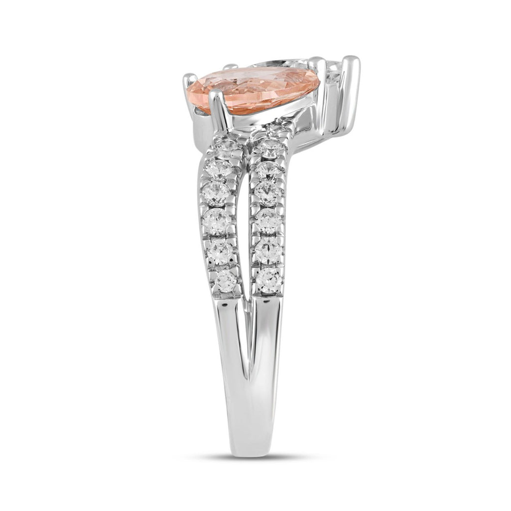 ETERNAL BLUSH COLLECTION 14K WHITE/ROSE GOLD 2.00CT ROUND/PINK PEAR DIAMOND LADIES RING (CENTER STONE PINK PEAR DIAMOND 3/4CT)