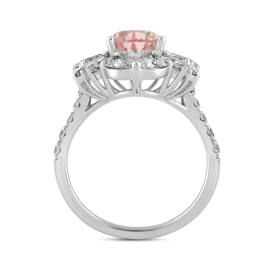 ETERNAL BLUSH COLLECTION 14K WHITE/ROSE GOLD 4 1/2CT ROUND/PEAR/MARQUISE DIAMOND LADIES RING (CENTER STONE PINK PEAR DIAMOND 2.00CT)