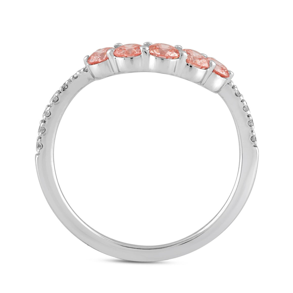 ETERNAL BLUSH COLLECTION 14K WHITE GOLD 3/4CT ROUND DIAMOND LADIES BAND (PINK ROUND)