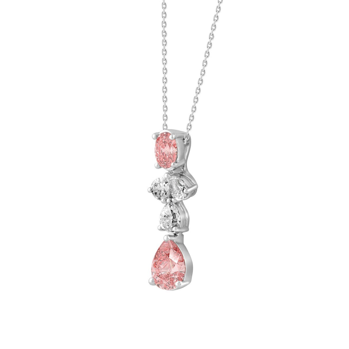 ETERNAL BLUSH COLLECTION 14K WHITE/ROSE GOLD 2.00CT PINK PEAR/OVAL/DIAMOND LADIES PENDANT WITH CHAIN
