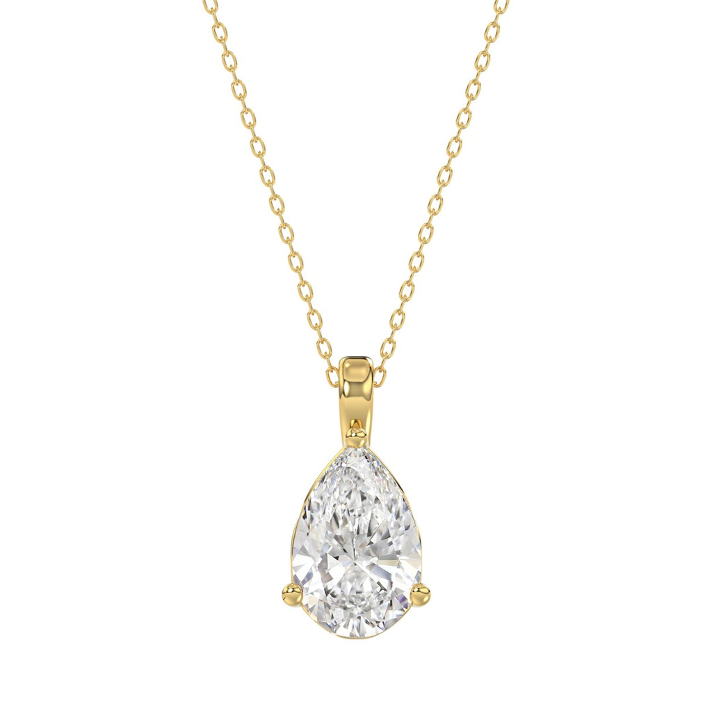 LADIES SOLITAIRE PENDANT 2 1/2CT PEAR DIAMOND 14K YELLOW GOLD 