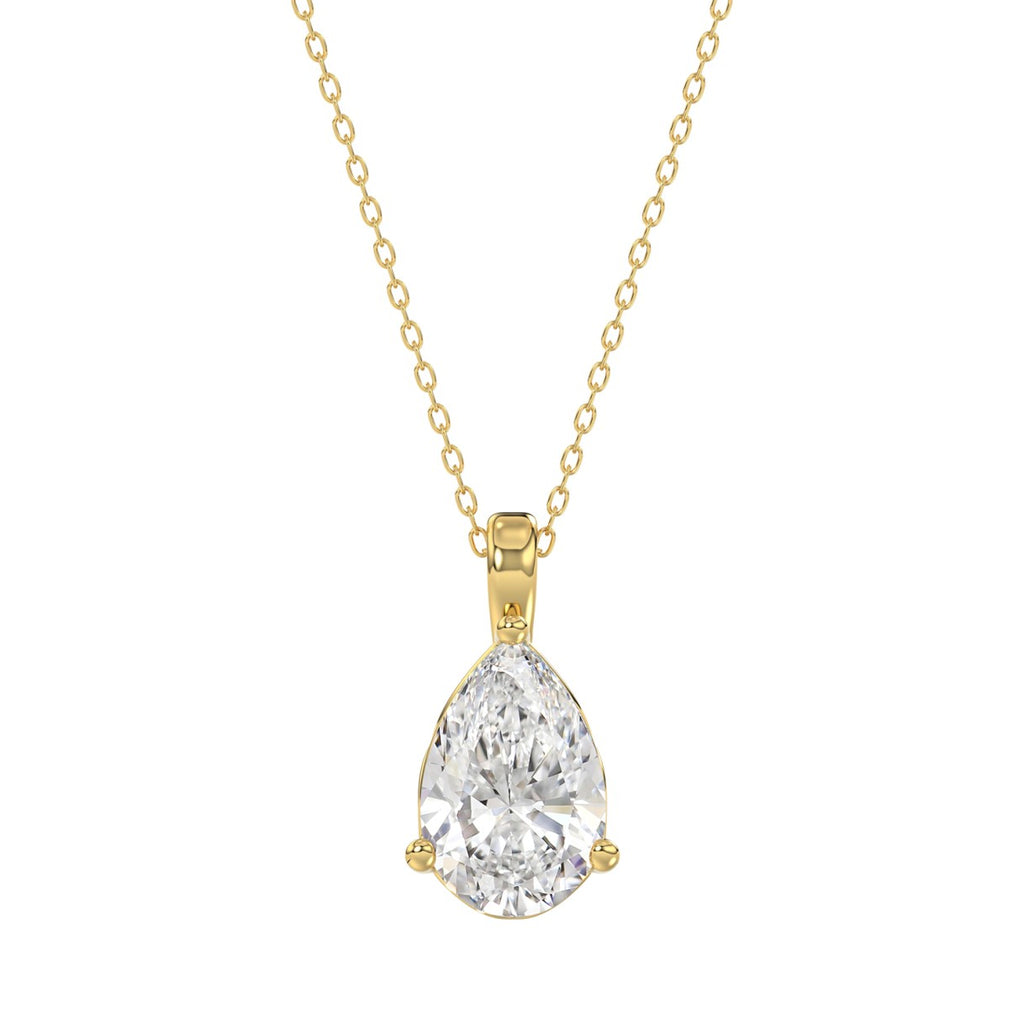 LADIES SOLITAIRE PENDANT 2 1/2CT PEAR DIAMOND 14K YELLOW GOLD 