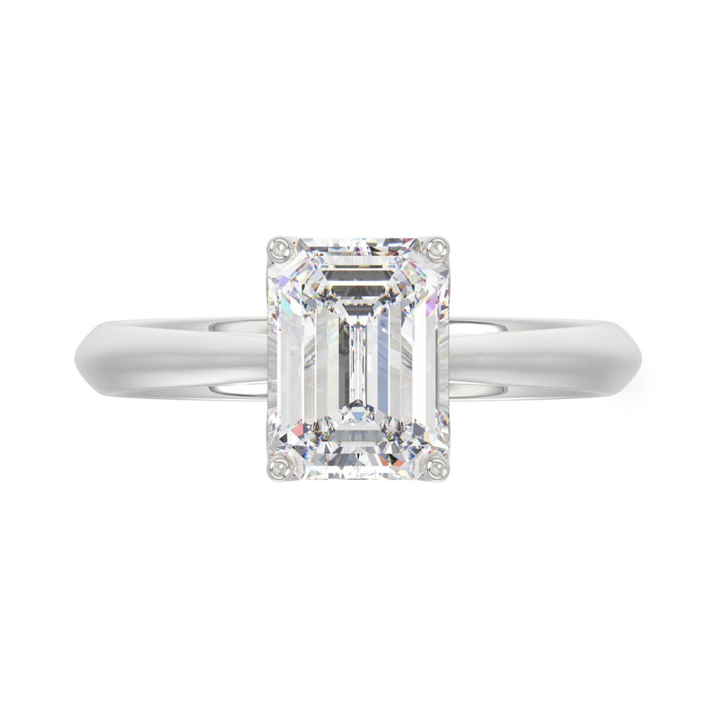 LADIES SOLITAIRE RING 2 1/2CT EMERALD DIAMOND 14K WHITE GOLD (CENTER STONE EMERALD DIAMOND 2 1/2CT)