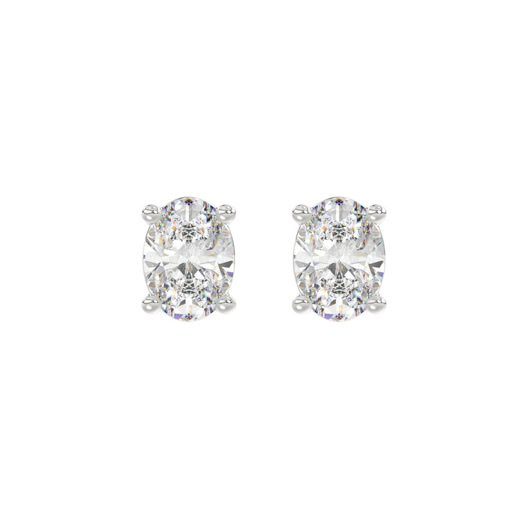 LADIES SOLITAIRE EARRINGS 2 1/2CT OVAL DIAMOND 14K WHITE GOLD 