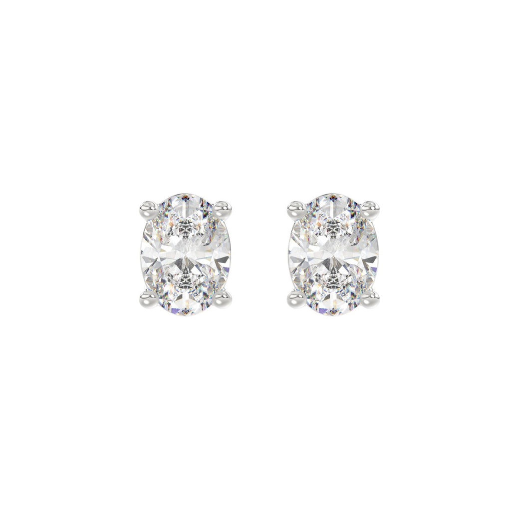 LADIES SOLITAIRE EARRINGS 2 1/2CT OVAL DIAMOND 14K WHITE GOLD 