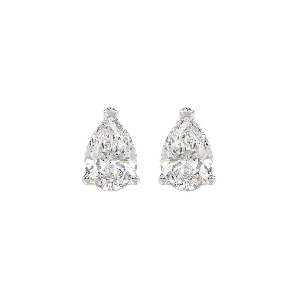 LADIES SOLITAIRE EARRINGS 2 1/2CT PEAR DIAMOND 14K WHITE GOLD 
