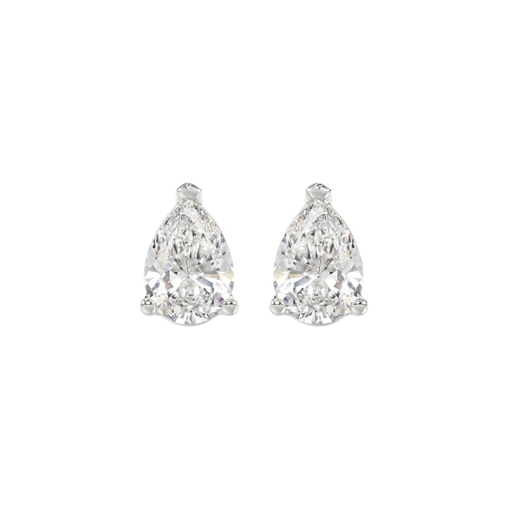 LADIES SOLITAIRE EARRINGS 2 1/2CT PEAR DIAMOND 14K WHITE GOLD 