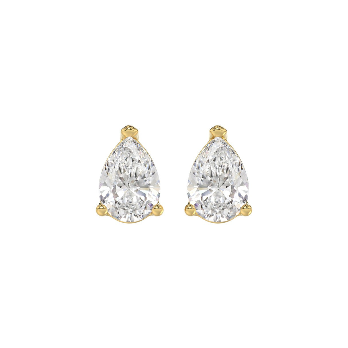 LADIES SOLITAIRE EARRINGS 2 1/2CT PEAR DIAMOND 14K YELLOW GOLD 