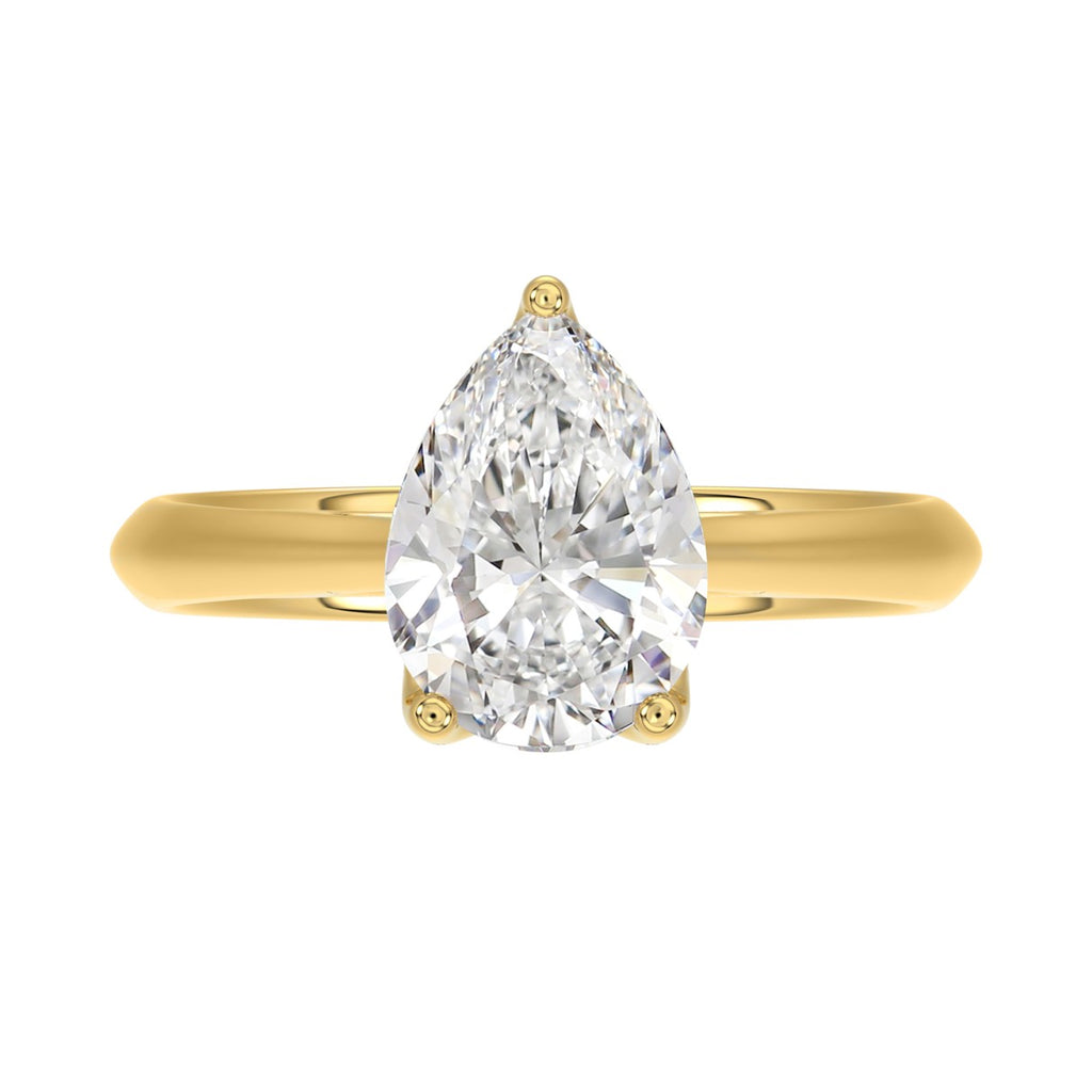 LADIES SOLITAIRE RING 2 1/2CT PEAR DIAMOND 14K YELLOW GOLD 