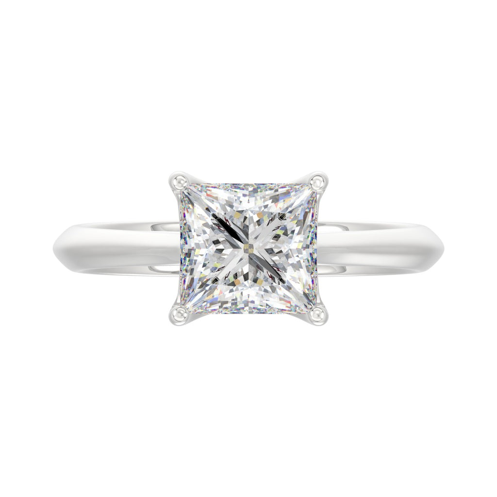 LADIES SOLITAIRE RING 2 1/2CT PRINCESS DIAMOND 14K WHITE GOLD 