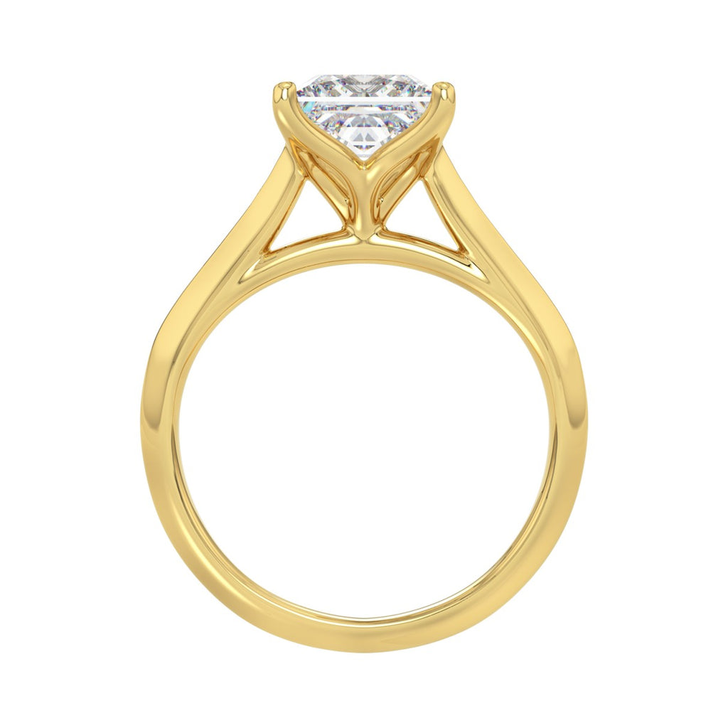LADIES SOLITAIRE RING 2 1/2CT PRINCESS DIAMOND 14K YELLOW GOLD 