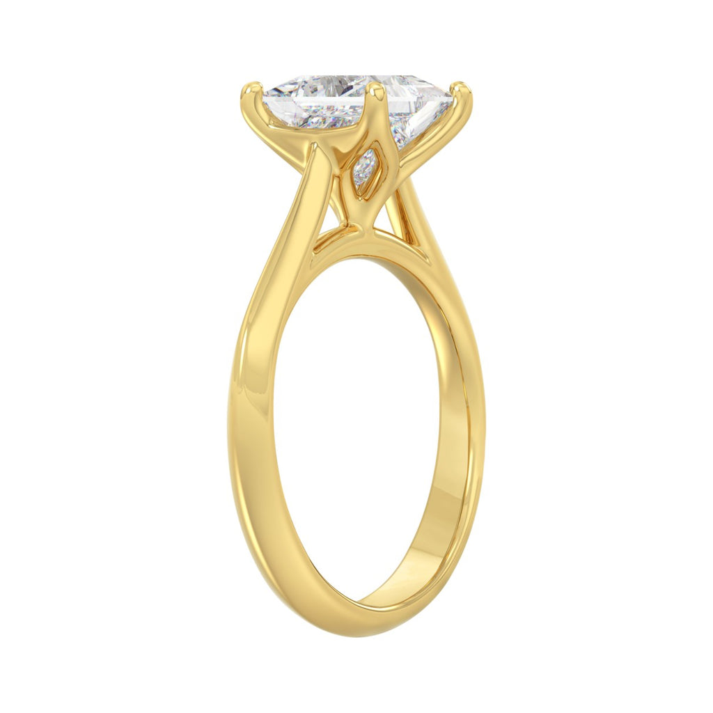 LADIES SOLITAIRE RING 2 1/2CT PRINCESS DIAMOND 14K YELLOW GOLD 