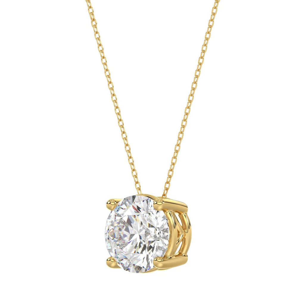 LADIES SOLITAIRE PENDANT WITH UNDER-PASS CHAIN 2 1/2CT ROUND DIAMOND 14K YELLOW GOLD 