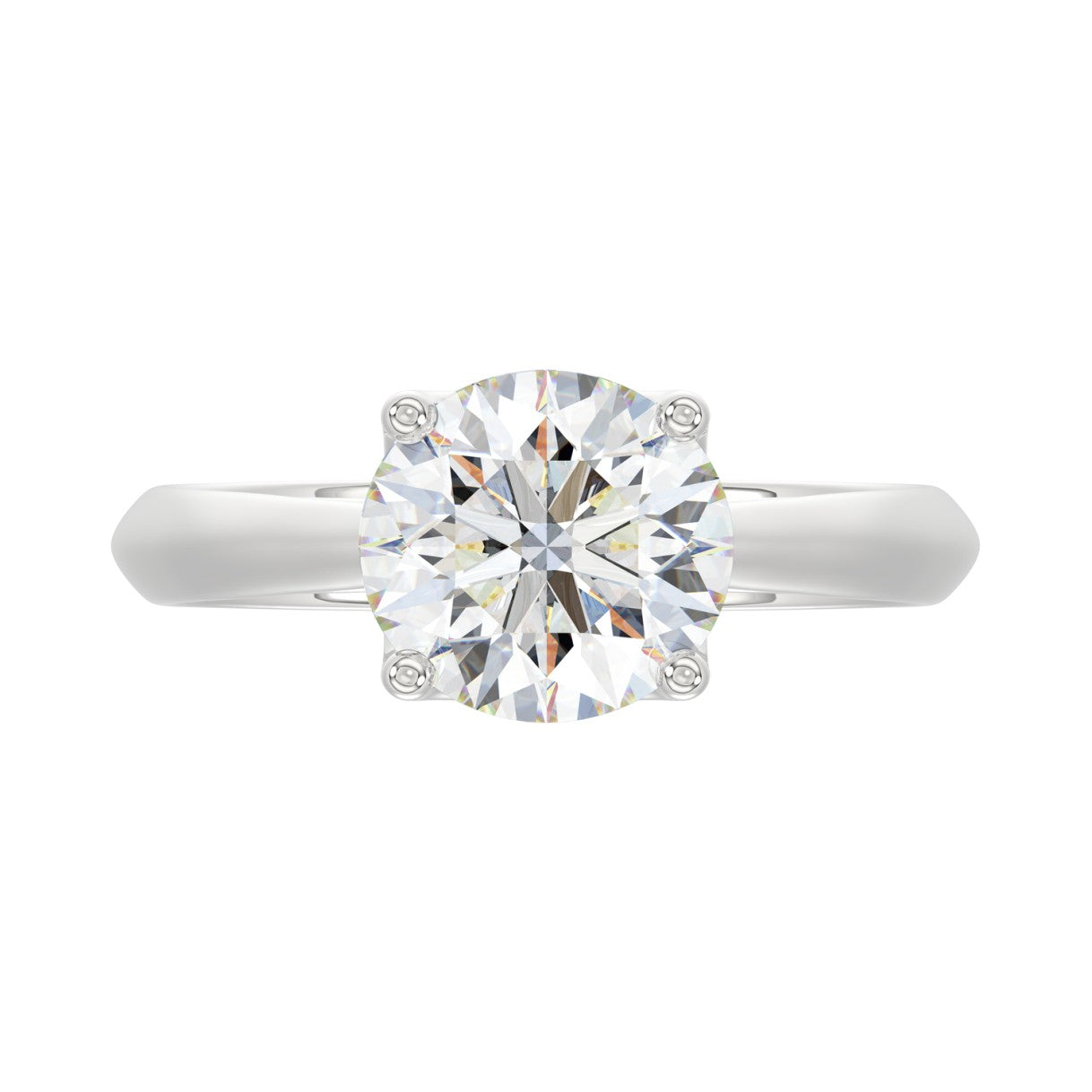 LADIES SOLITAIRE RING 2 1/2CT ROUND DIAMOND 14K WHITE GOLD 