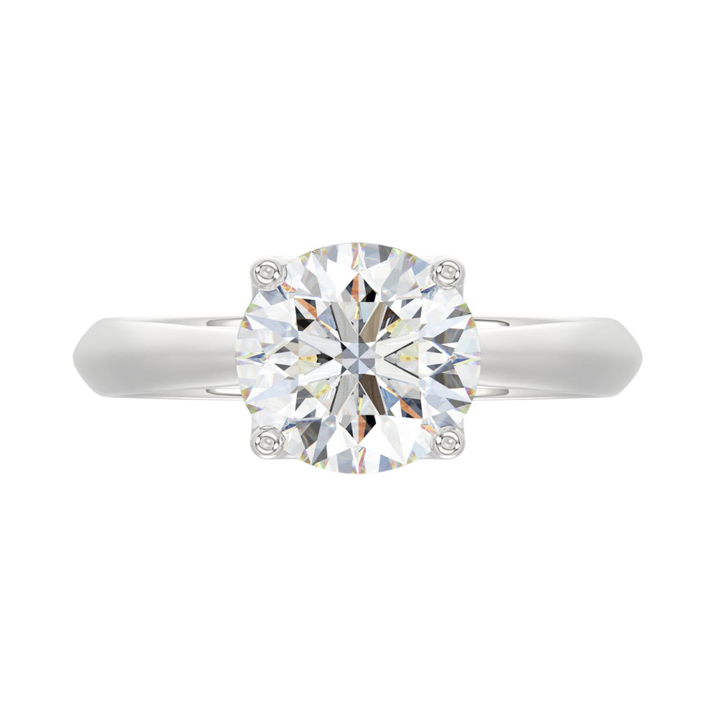 LADIES SOLITAIRE RING 2 1/2CT ROUND DIAMOND 14K WHITE GOLD 