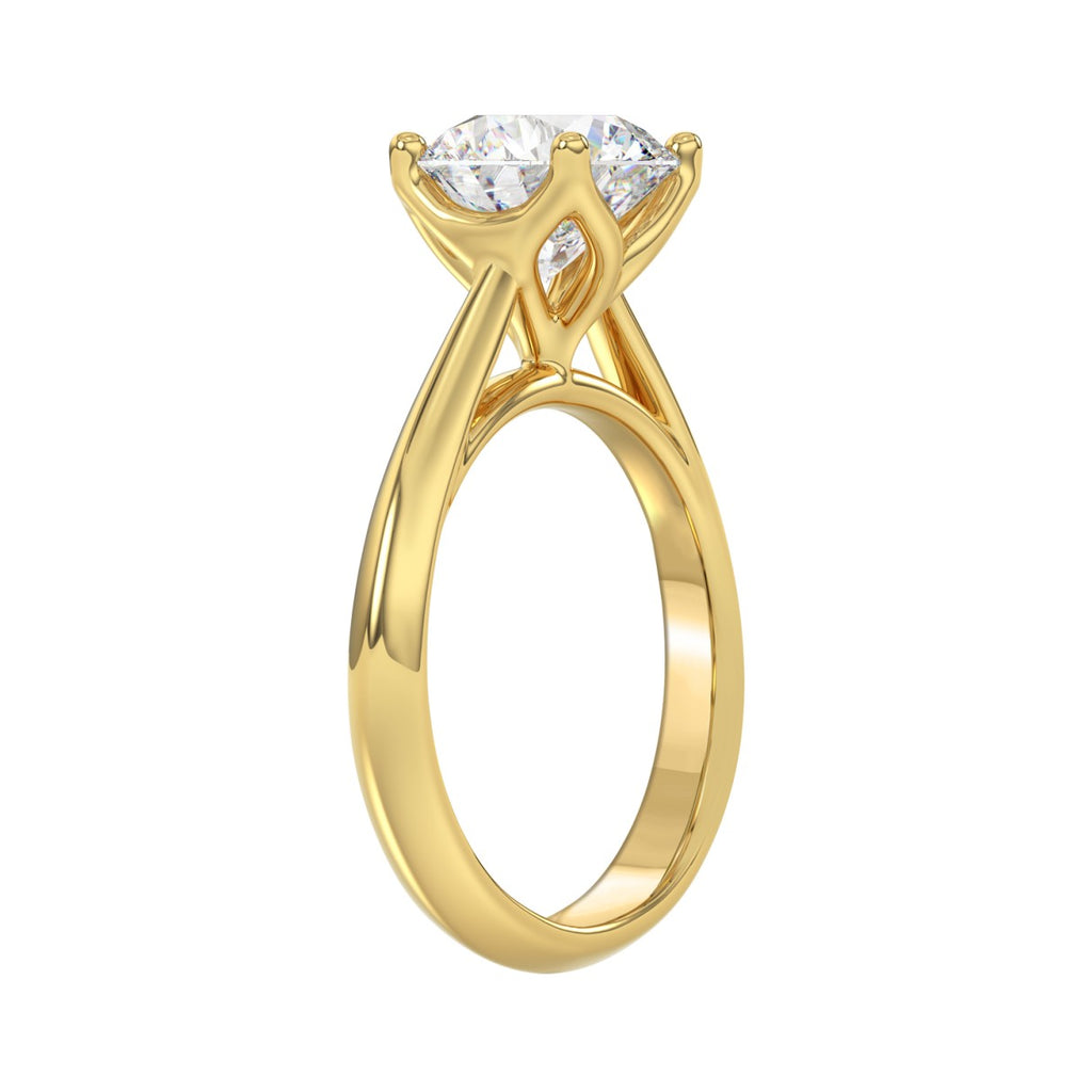 LADIES SOLITAIRE RING 2 1/2CT ROUND DIAMOND 14K YELLOW GOLD 
