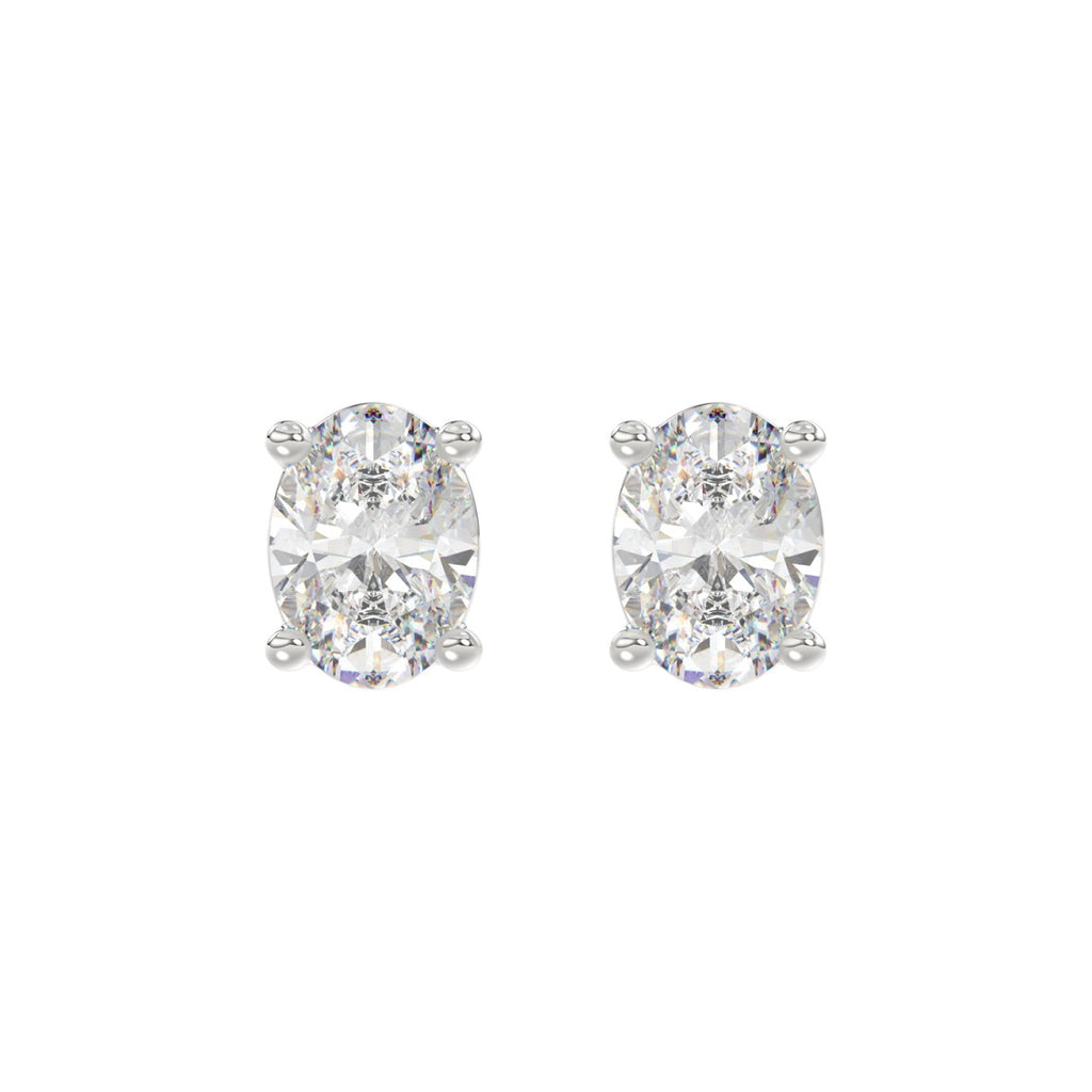 LADIES SOLITAIRE EARRINGS 4.00CT OVAL DIAMOND 14K WHITE GOLD (CENTER STONE OVAL DIAMOND 2.00CT)