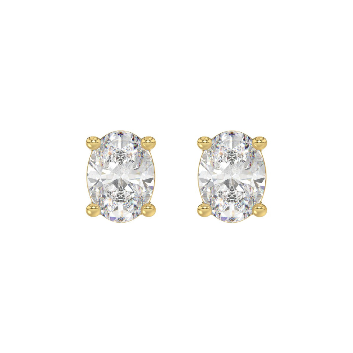 LADIES SOLITAIRE EARRINGS 4.00CT OVAL DIAMOND 14K YELLOW GOLD (CENTER STONE OVAL DIAMOND 2.00CT)