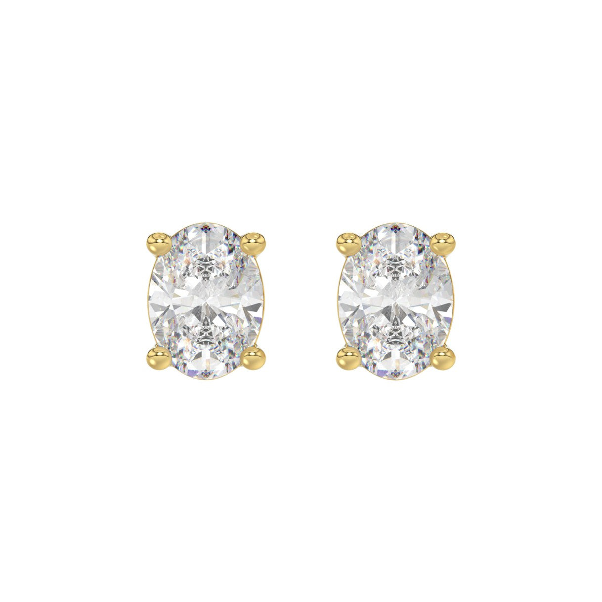 LADIES SOLITAIRE EARRINGS 4.00CT OVAL DIAMOND 14K YELLOW GOLD (CENTER STONE OVAL DIAMOND 2.00CT)