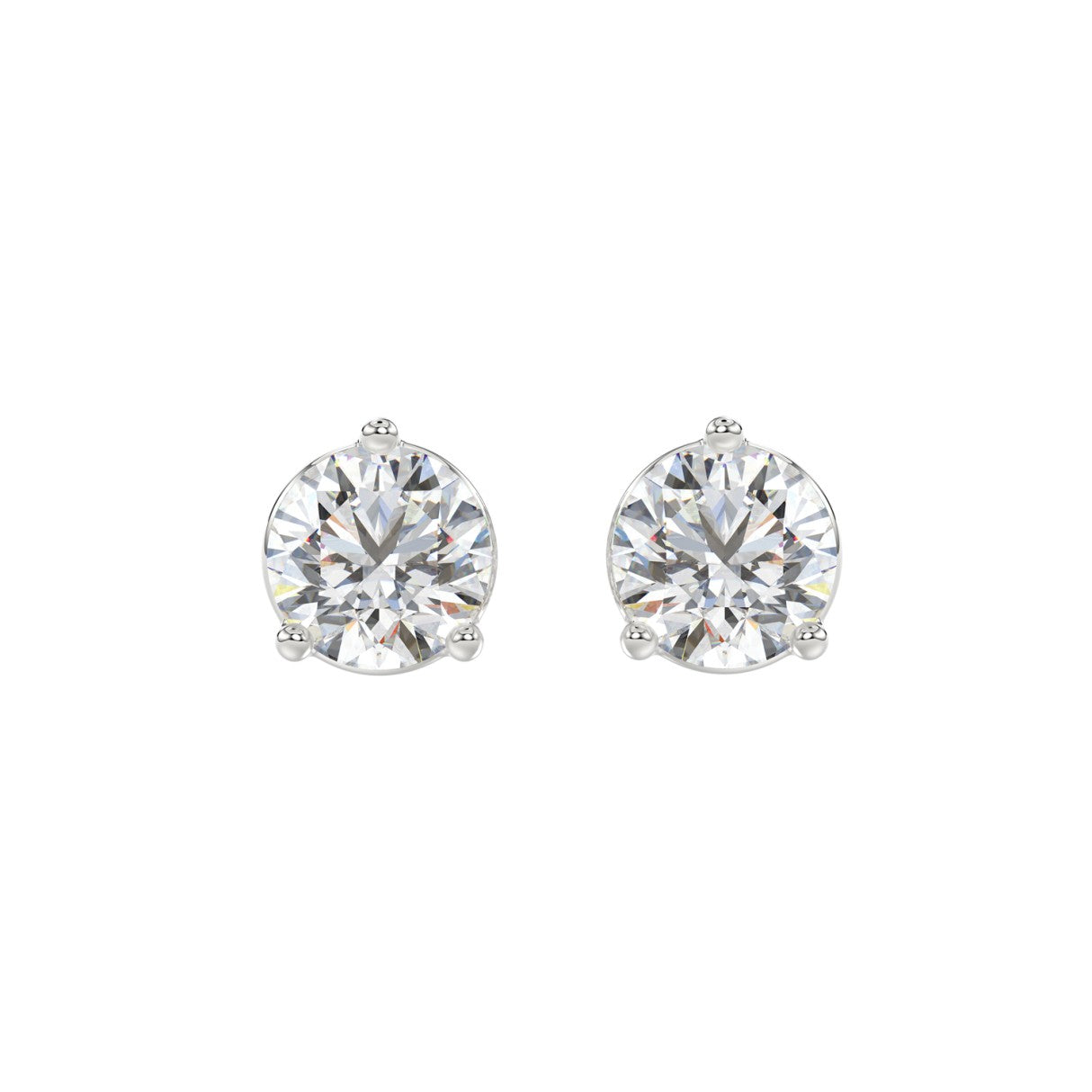 LADIES SOLITAIRE EARRINGS 4CT ROUND DIAMOND 14K WHITE GOLD (CENTER STONE ROUND DIAMOND 2CT )