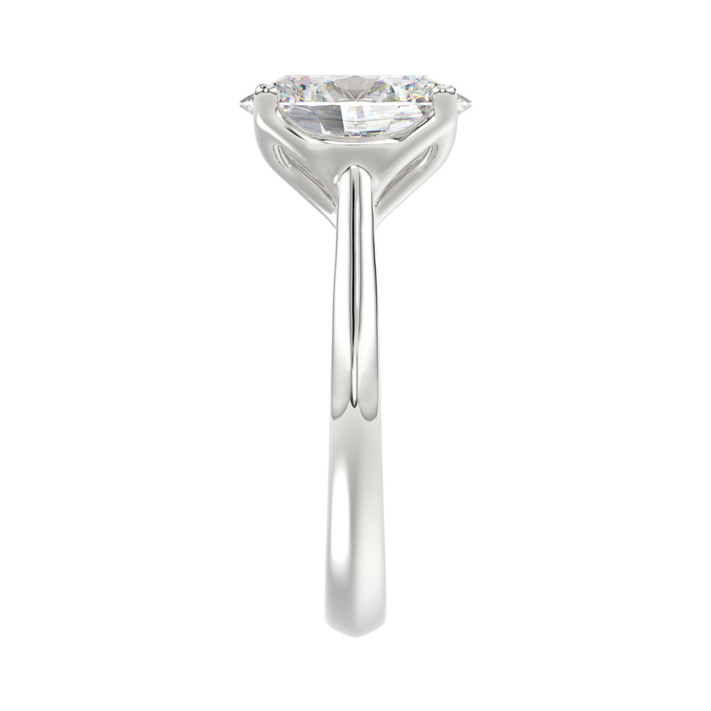 LADIES SOLITAIRE RING 4CT OVAL DIAMOND 14K WHITE GOLD 