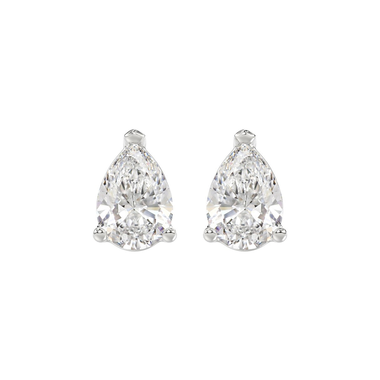 LADIES SOLITAIRE EARRINGS 4.00CT PEAR DIAMOND 14K WHITE GOLD 