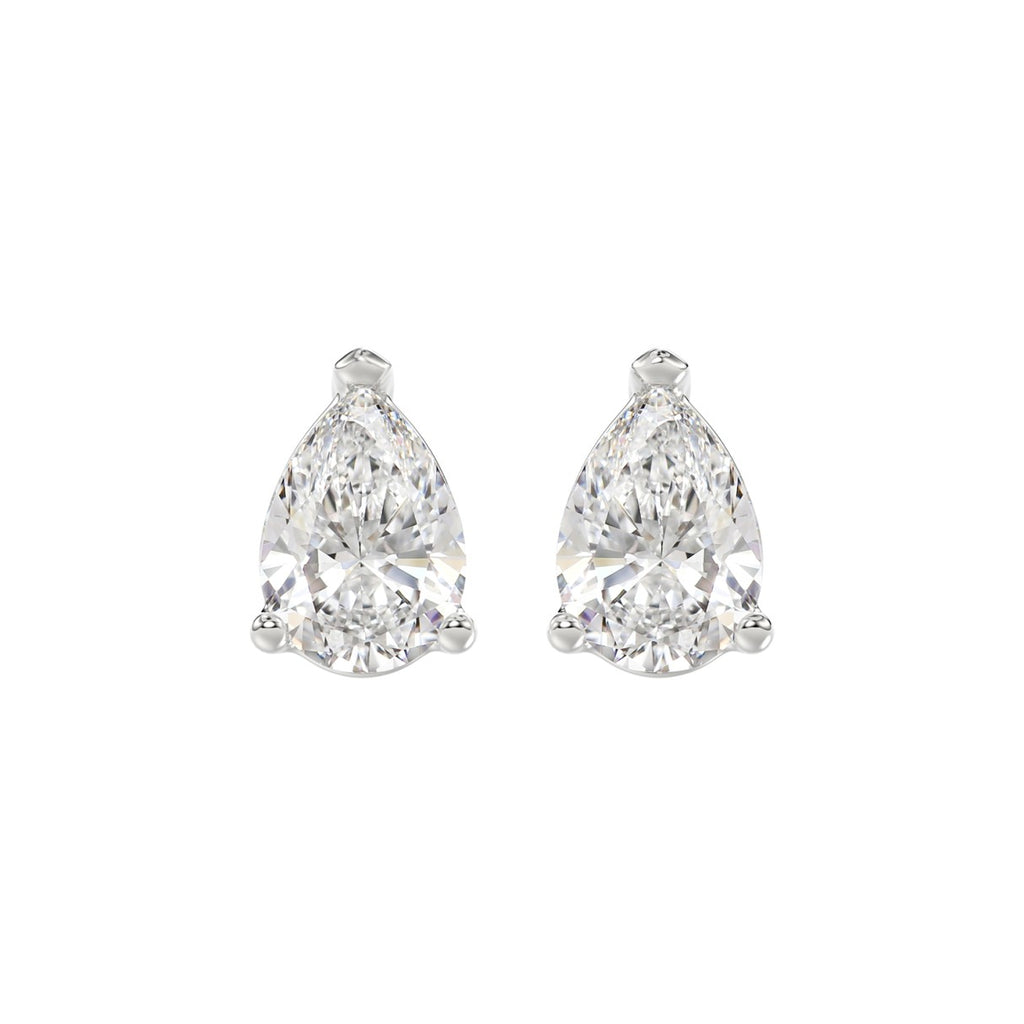 LADIES SOLITAIRE EARRINGS 4.00CT PEAR DIAMOND 14K WHITE GOLD 