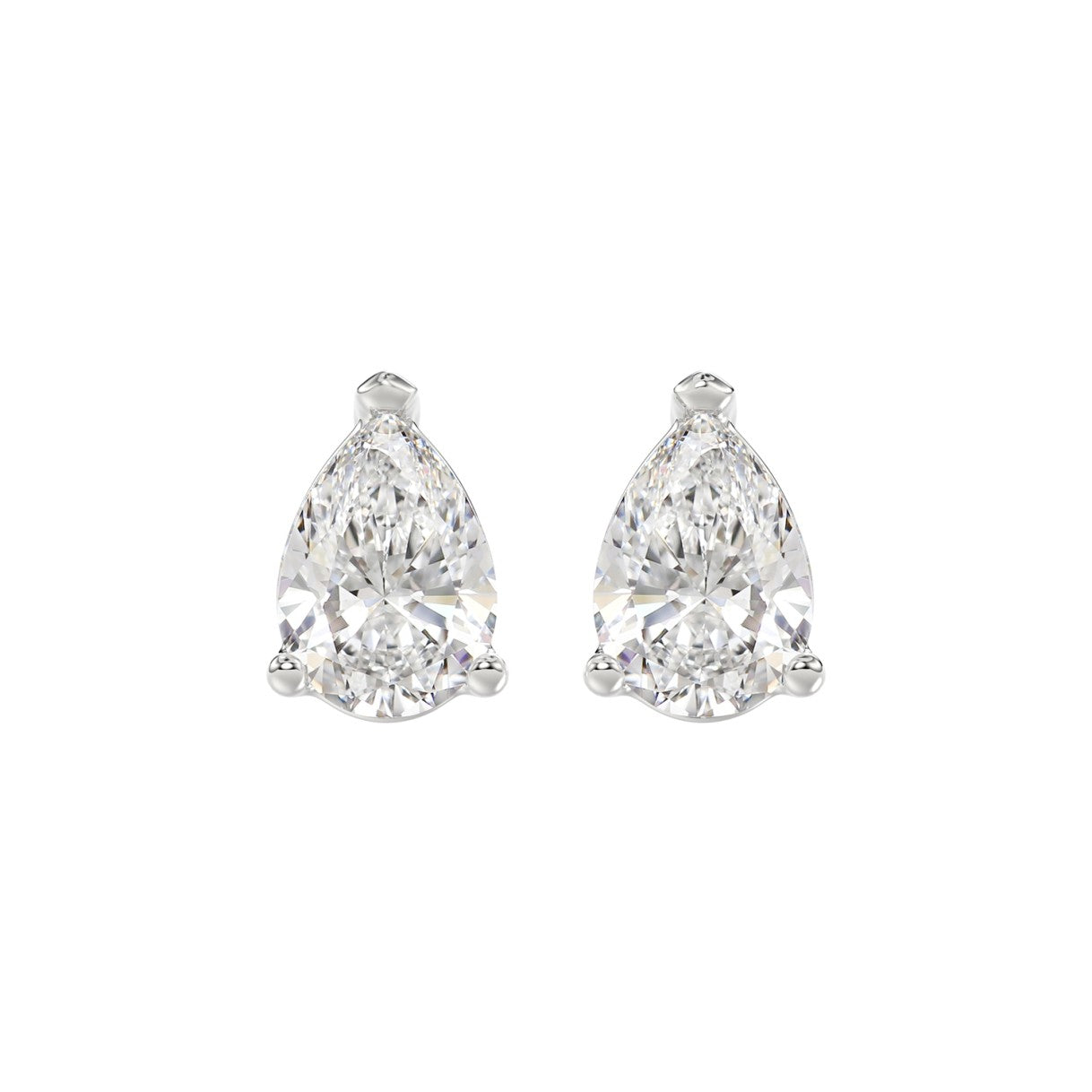 LADIES SOLITAIRE EARRINGS 4.00CT PEAR DIAMOND 14K WHITE GOLD 