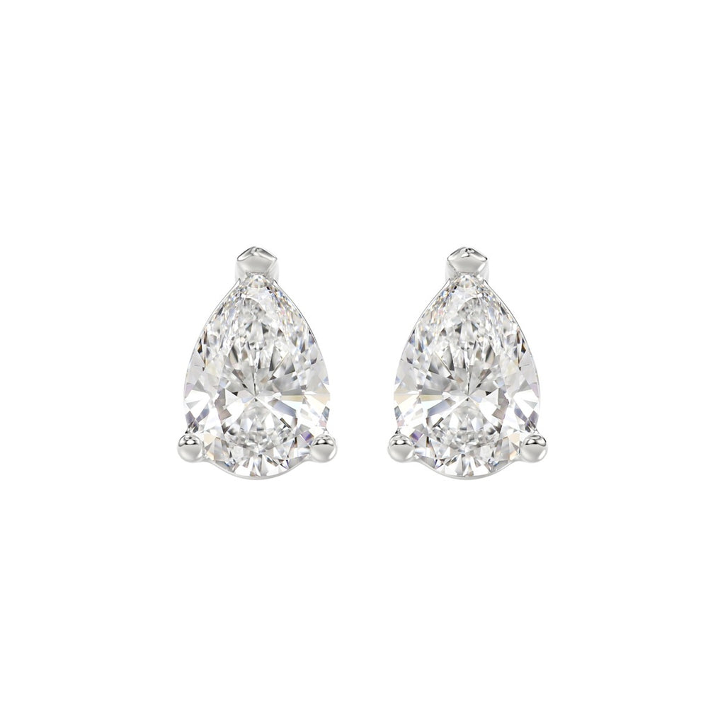 LADIES SOLITAIRE EARRINGS 4.00CT PEAR DIAMOND 14K WHITE GOLD 