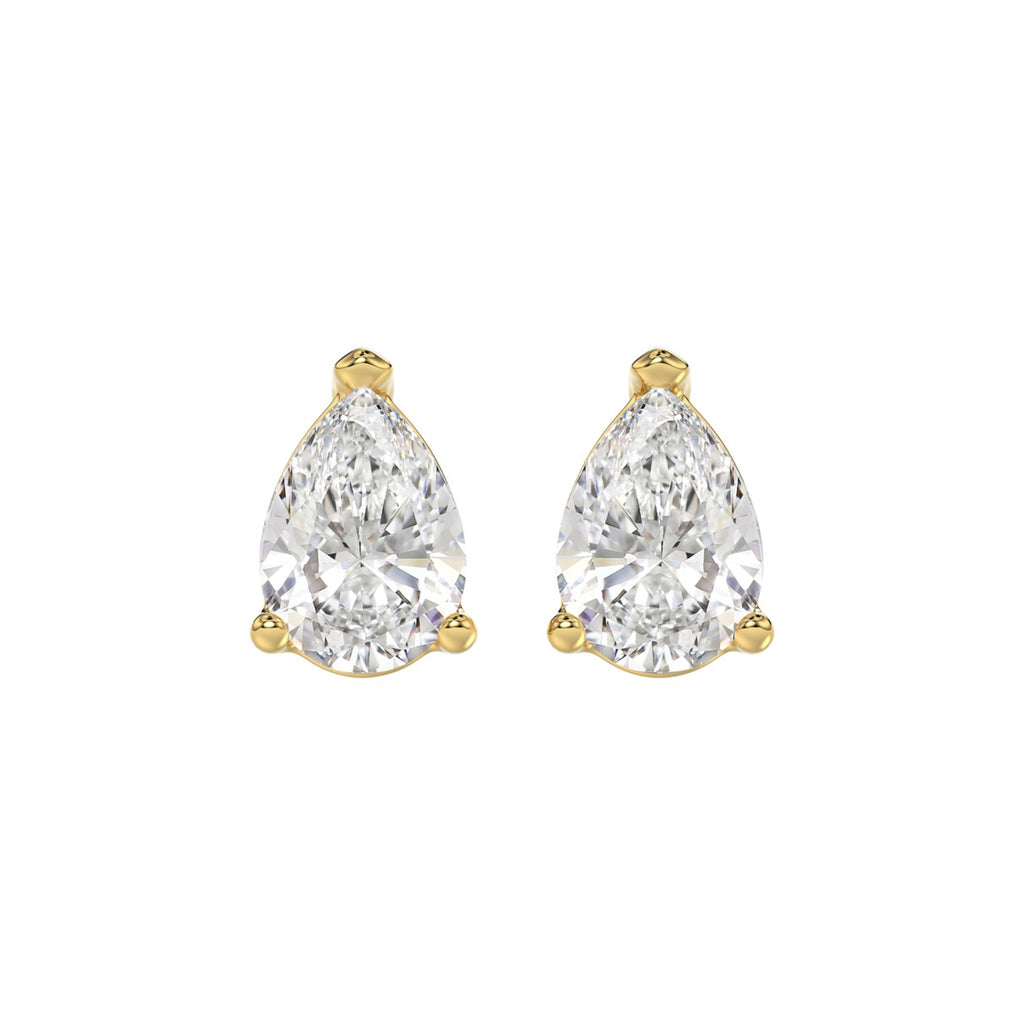 LADIES SOLITAIRE EARRINGS 4.00CT PEAR DIAMOND 14K YELLOW GOLD 