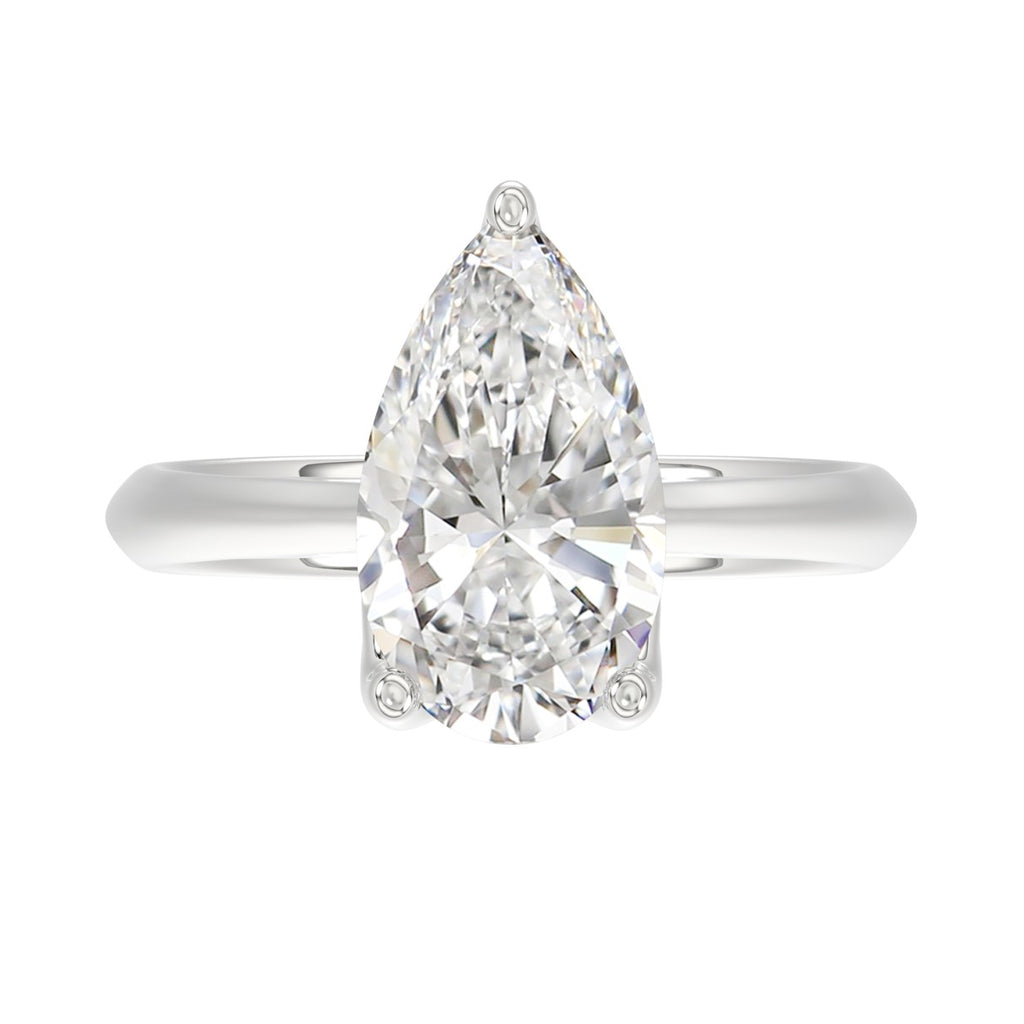 LADIES SOLITAIRE RING 4CT PEAR DIAMOND 14K WHITE GOLD 