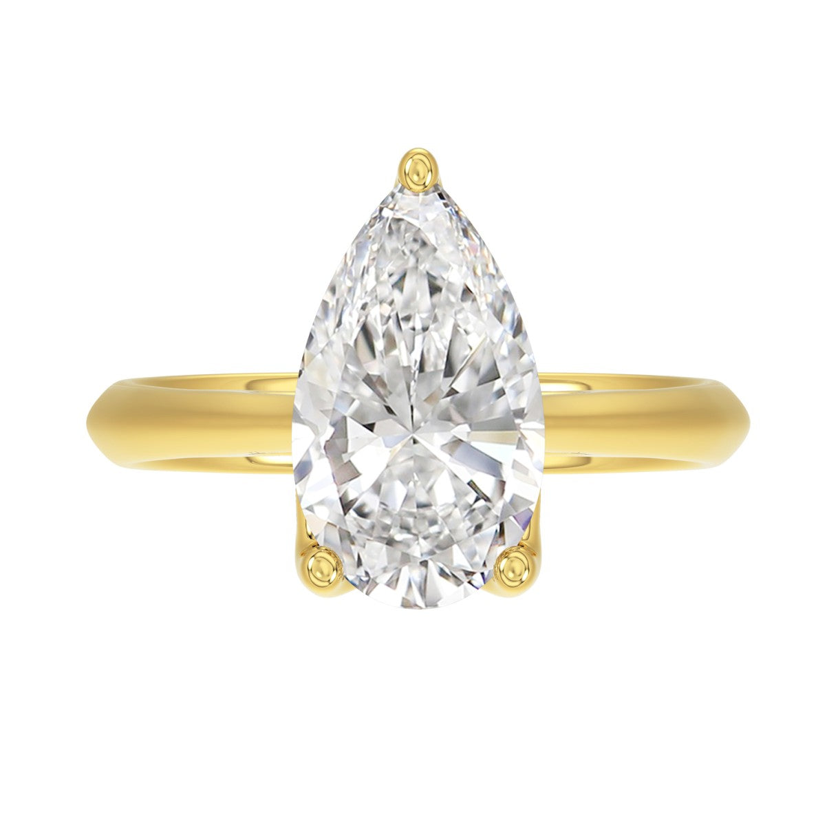LADIES SOLITAIRE RING 4CT PEAR DIAMOND 14K YELLOW GOLD 