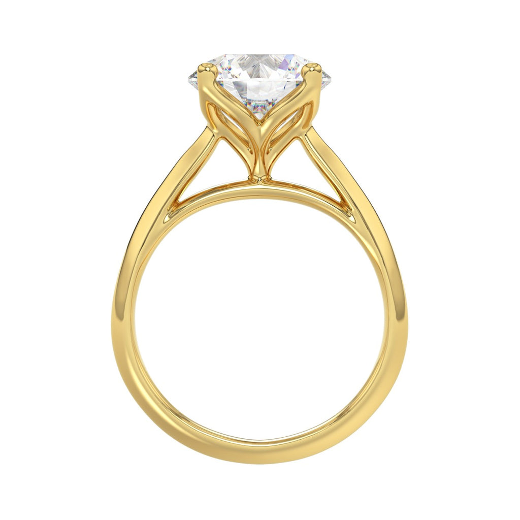LADIES SOLITAIRE RING 4CT ROUND DIAMOND 14K YELLOW GOLD 