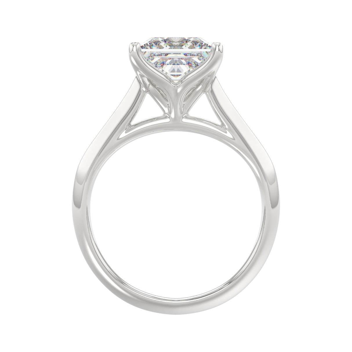 LADIES SOLITAIRE RING 4CT PRINCESS DIAMOND 14K WHITE GOLD 