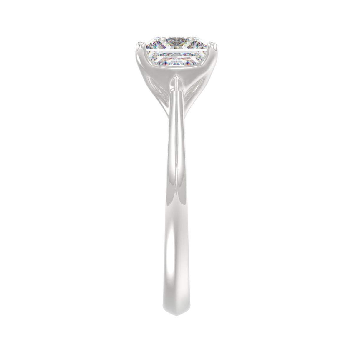 LADIES SOLITAIRE RING 4CT PRINCESS DIAMOND 14K WHITE GOLD 