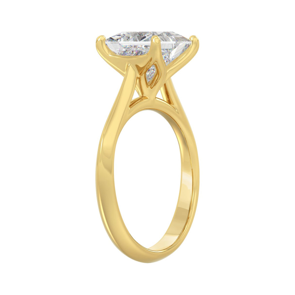 LADIES SOLITAIRE RING 4CT PRINCESS DIAMOND 14K YELLOW GOLD 