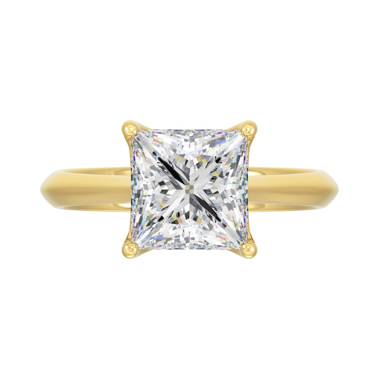 LADIES SOLITAIRE RING 4CT PRINCESS DIAMOND 14K YELLOW GOLD 