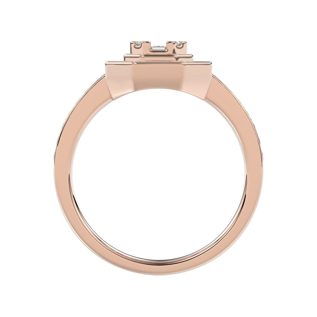 LADIES RING 3/4CT ROUND/BAGUETTE/PRINCESS TRAPEZOID RUBY DIAMOND 14K ROSE GOLD