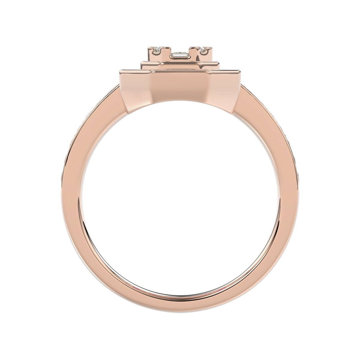 LADIES RING 3/4CT ROUND/BAGUETTE/PRINCESS TRAPEZOID RUBY DIAMOND 14K ROSE GOLD