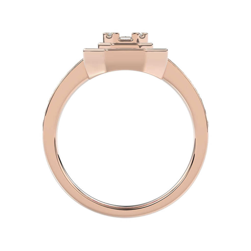 LADIES RING 3/4CT ROUND/BAGUETTE/PRINCESS TRAPEZOID RUBY DIAMOND 14K ROSE GOLD