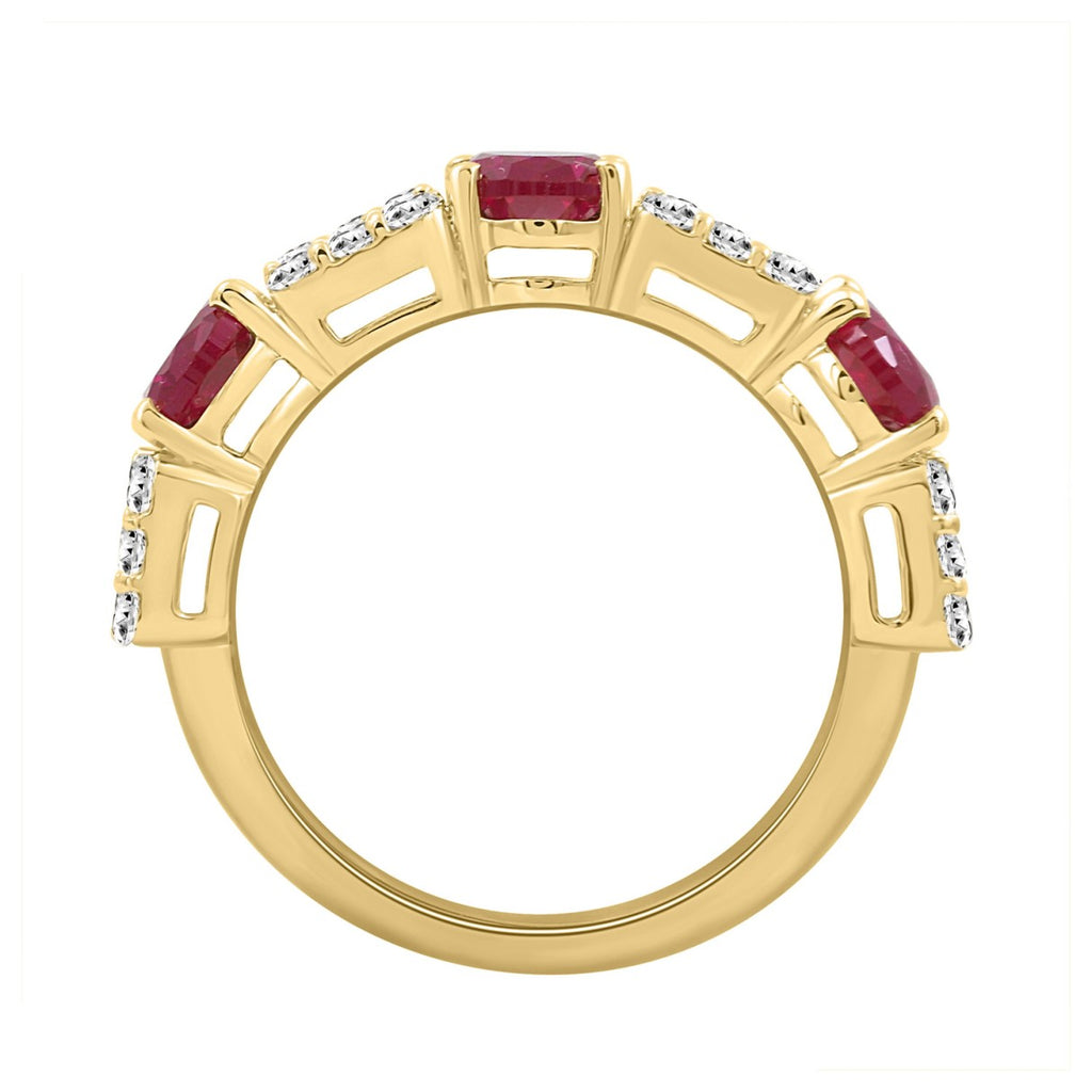 LADIES BAND 1CT ROUND/BAGUETTE/OVAL DIAMOND 14K YELLOW GOLD (RUBY OVAL DIAMOND 2CT )