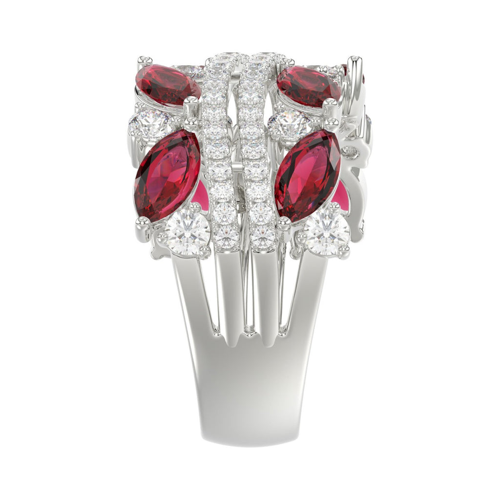 14K WHITE GOLD 2.00CT ROUND/MARQUISE DIAMOND LADIES RING (RUBY DIAMOND 1 1/2CT)