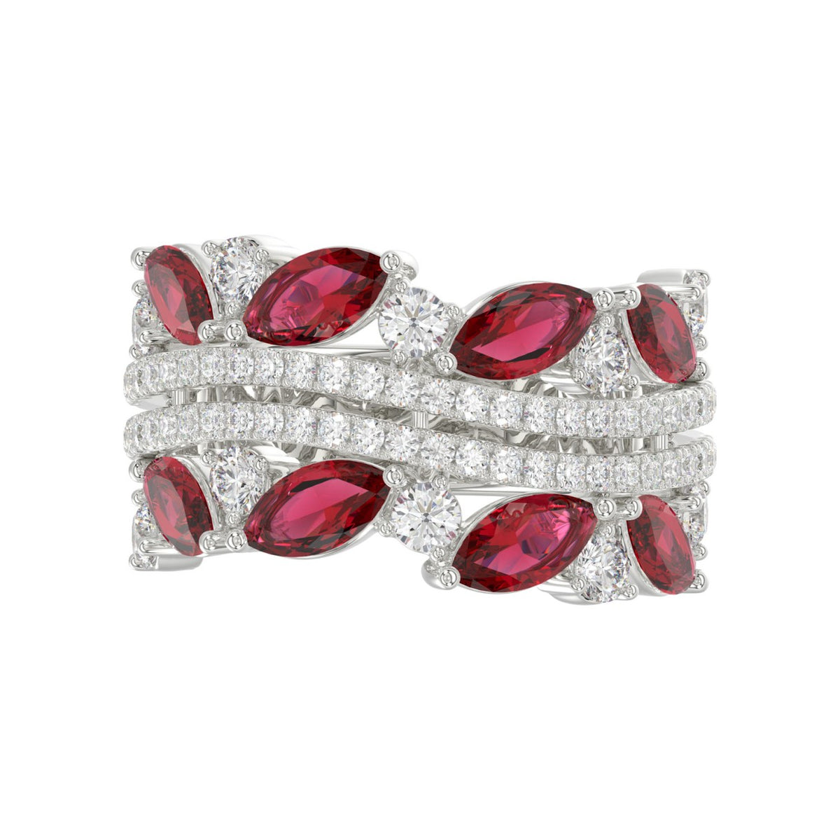 14K WHITE GOLD 2.00CT ROUND/MARQUISE DIAMOND LADIES RING (RUBY DIAMOND 1 1/2CT)