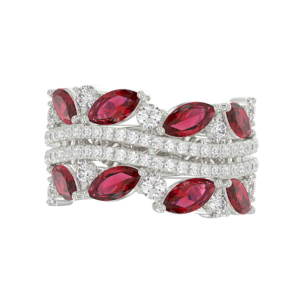 14K WHITE GOLD 2.00CT ROUND/MARQUISE DIAMOND LADIES RING (RUBY DIAMOND 1 1/2CT)