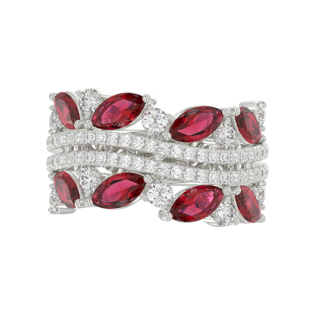 14K WHITE GOLD 2.00CT ROUND/MARQUISE DIAMOND LADIES RING (RUBY DIAMOND 1 1/2CT)