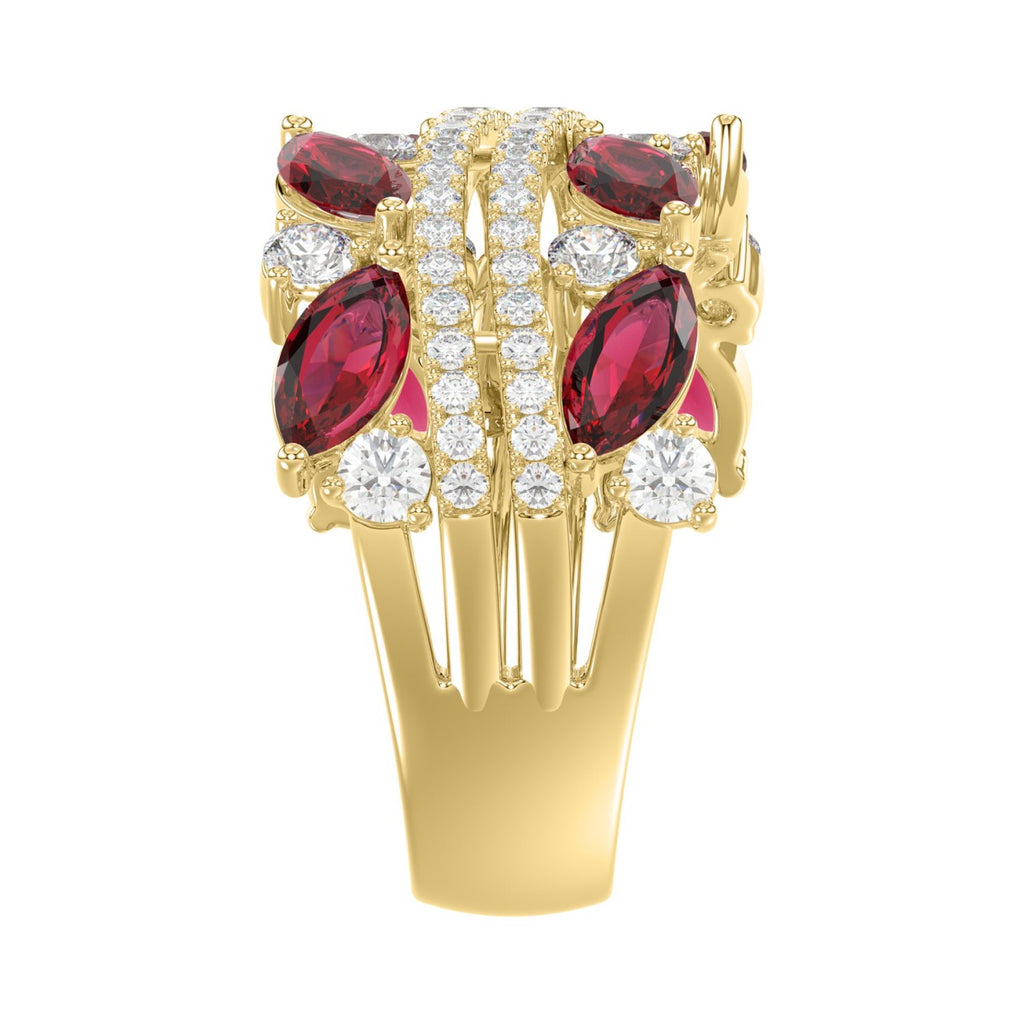 14K YELLOW GOLD 2.00CT ROUND/MARQUISE DIAMOND LADIES RING (RUBY DIAMOND 1 1/2CT)