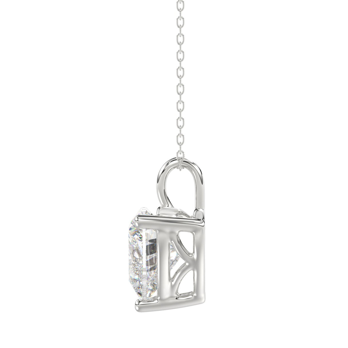 LADIES SOLITAIRE PENDANT 4.00CT HEART DIAMOND 14K WHITE GOLD 